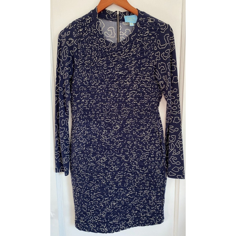 CeCe ~ Cynthia Steffe ~ Navy Blue Long Sleeve Ruched Dress ~ Womens Medium